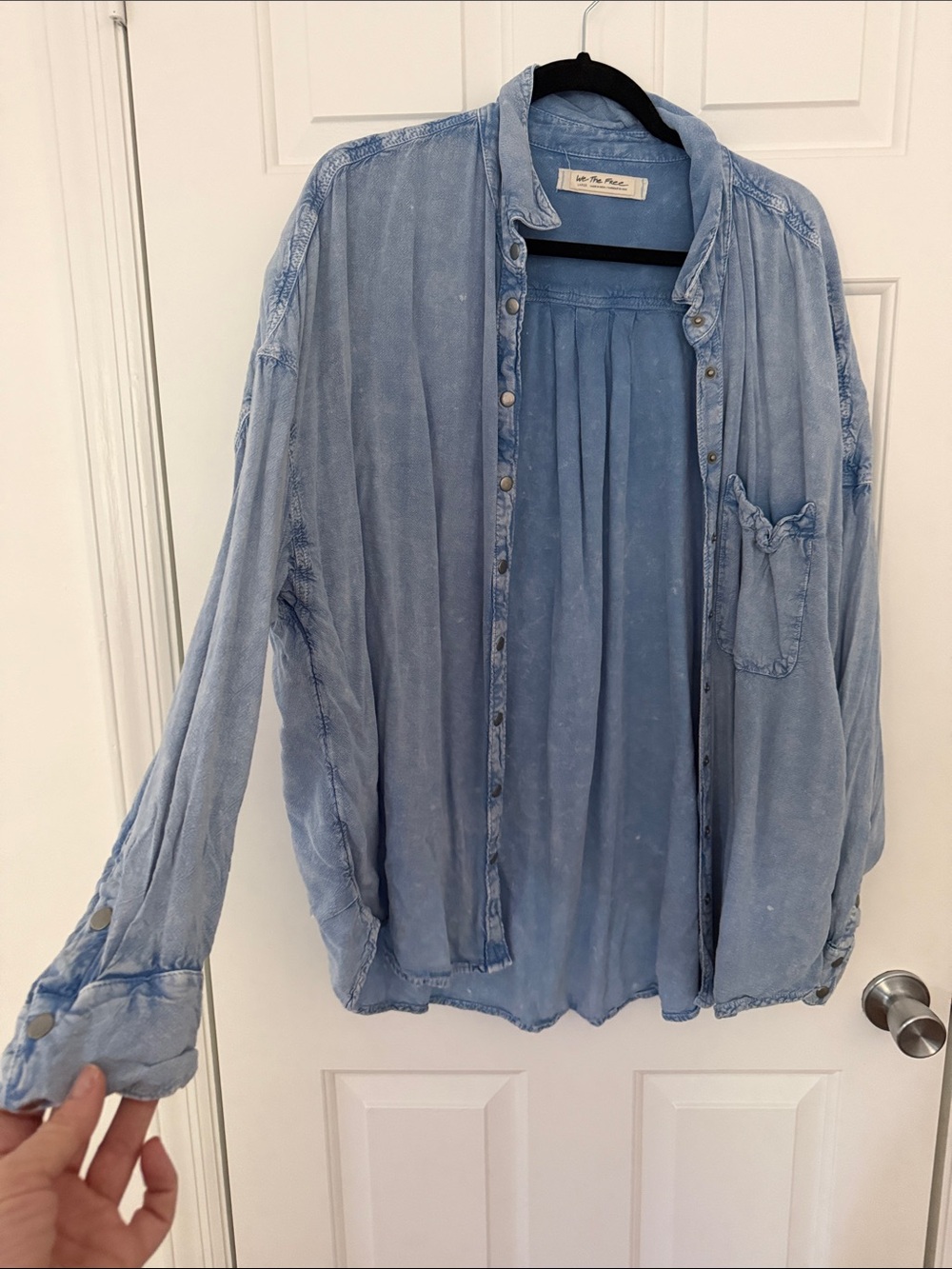 We The Free Washed Light Blue Button-Down Shirt